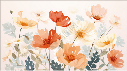 手绘艺术风的花卉插图背景图片