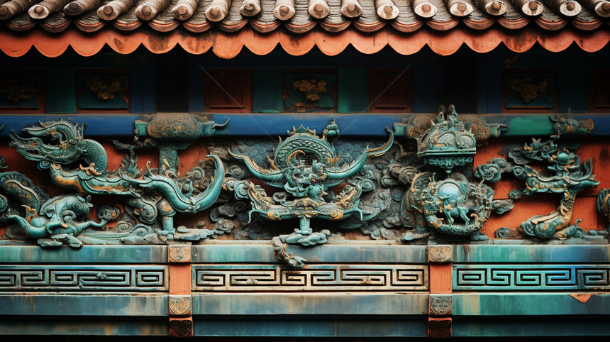 中国古建筑的琉璃瓦图片