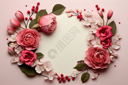 妇女节粉色字体绽放的美丽花朵背景
