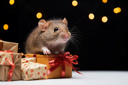 可爱的圣诞老鼠图片