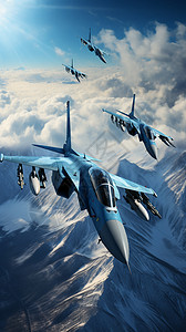 空中作战的战斗机背景图片
