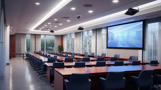 现代企业的大型会议室图片