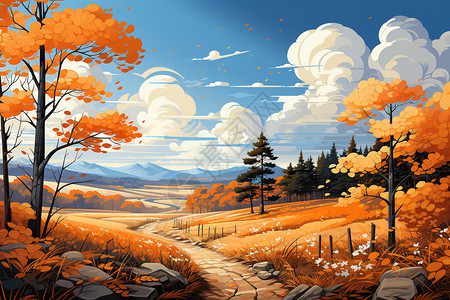 秋日的景色背景图片