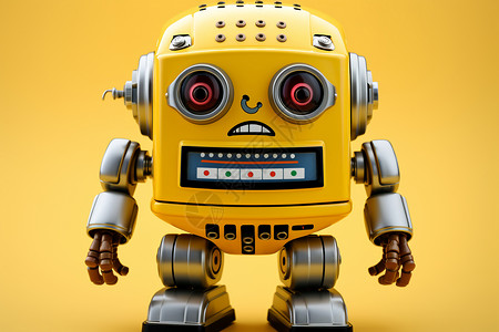 科技玩具红色眼睛的机器人插画
