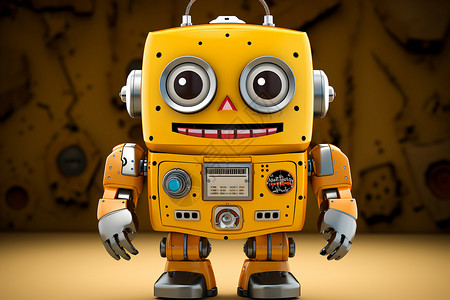 科技玩具机器人的快乐微笑插画