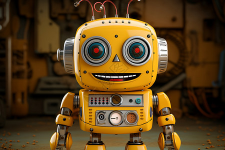 智能广播机器人的快乐插画