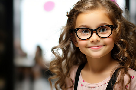 戴着眼镜的小女孩背景图片
