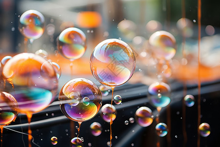 美妙泡泡机飞在空中的气泡背景