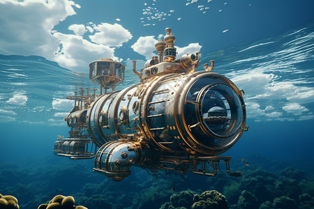 高科技潜水艇背景图片