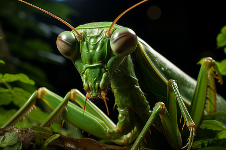 绿油油的螳螂图片