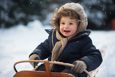 在雪地玩耍的孩子背景图片