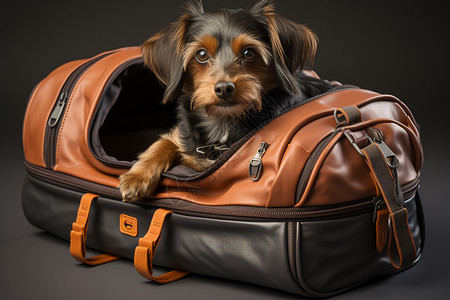 旅行包中的狗图片