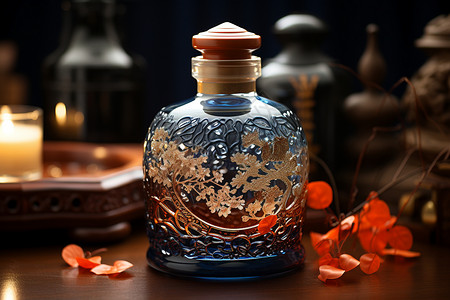 青花瓷酒瓶背景图片