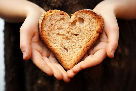 爱心帮助素材一块心形面包背景