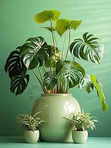 流动的绿意植物背叶高清图片