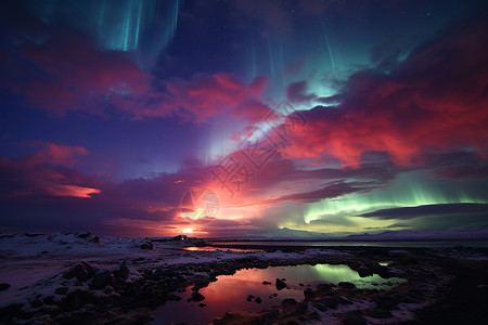 神奇光冰岛北部魅影之光背景
