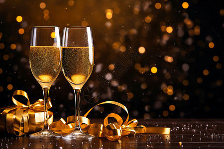 圣诞夜璀璨的香槟背景图片