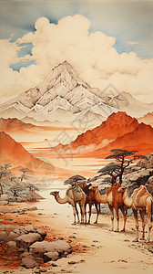 户外的骆驼背景图片