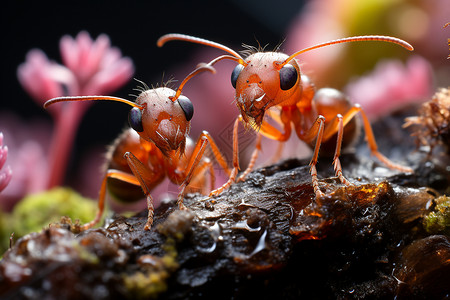 丛生花花枝丛生的蚂蚁背景