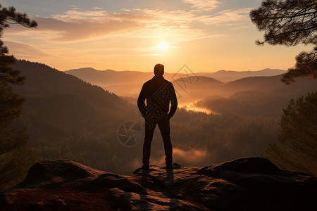站在山顶的男子背景图片