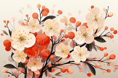 绘画框美丽的花朵框画插画