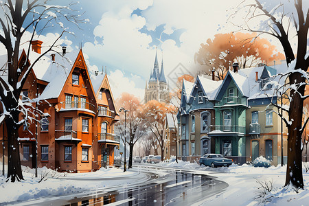 雪后美丽的建筑图片