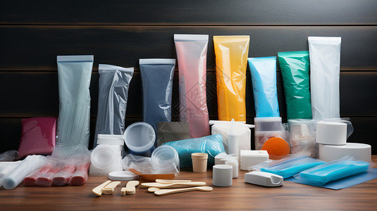 一次性袋子一次性塑料制品展示背景