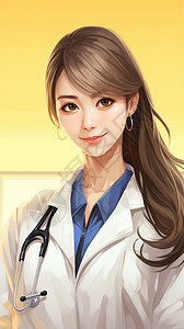 穿着白大褂带着听诊器的女医生背景图片