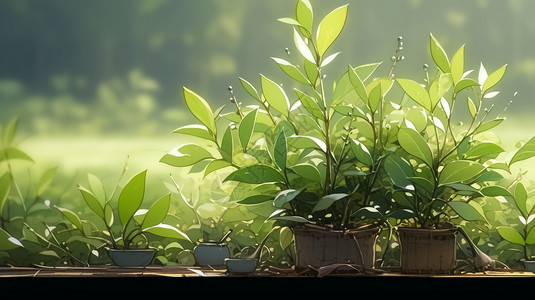 绿色植物在篮子里图片