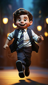 一个穿着校服的小男孩在跳舞图片