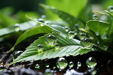 植物上的液体水滴图片