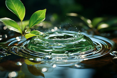 水流中的植物图片