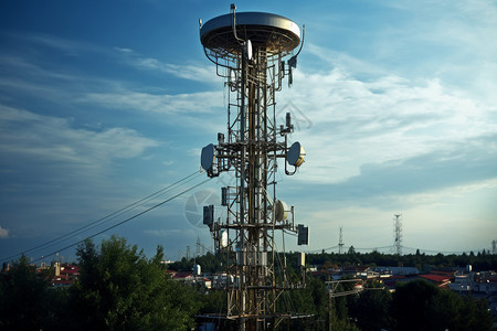 户外安装的信号塔背景图片