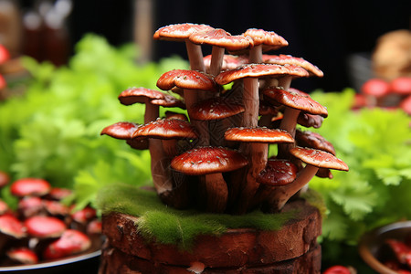生长的新鲜的蘑菇图片