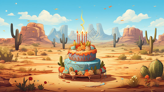 抽象创意的沙漠蛋糕插图高清图片