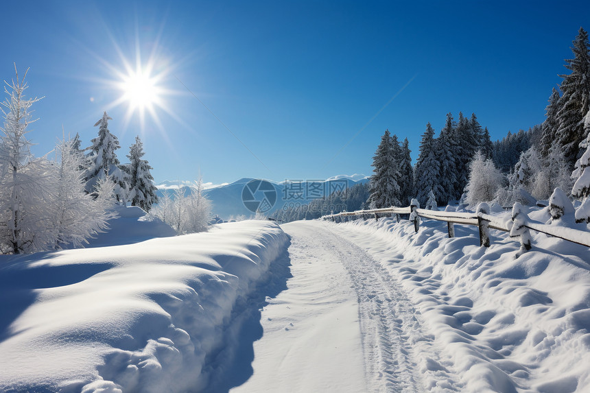 冰雪覆盖的道路图片