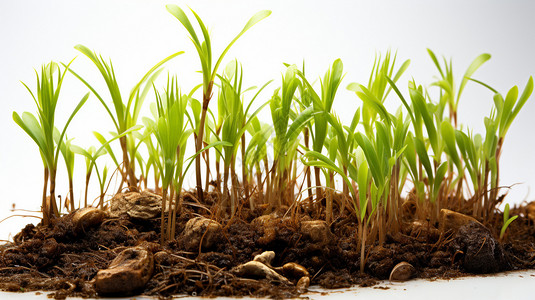 土壤里发芽的小麦背景图片