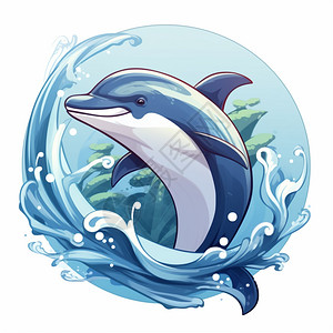 LOGO圆形圆形海豚标志插画