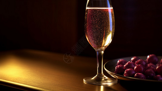 杯中的气泡葡萄酒背景图片
