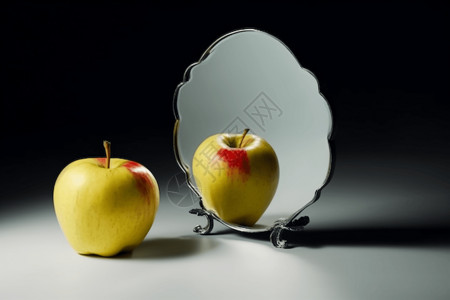 创意艺术的苹果和镜子图片