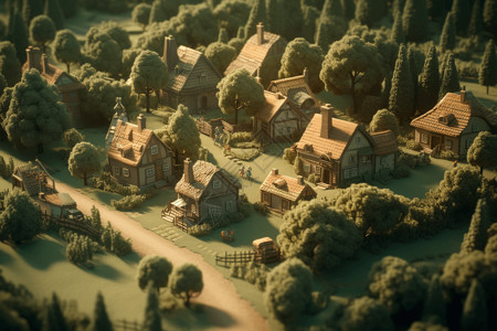古朴的小村庄背景图片
