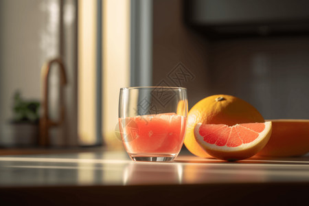 酸甜可口的鲜榨葡萄柚果汁图片