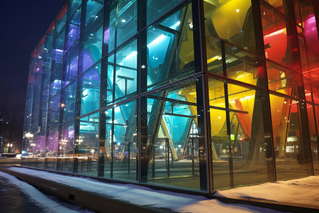 彩色窗户的现代建筑图片