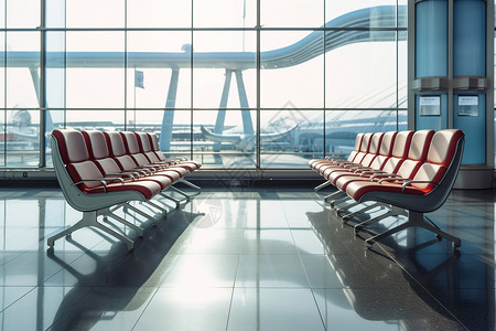 机场休息室机场候机室前的一排椅子背景