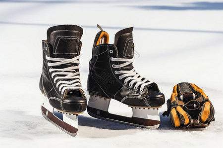 冰面上的溜冰鞋背景图片