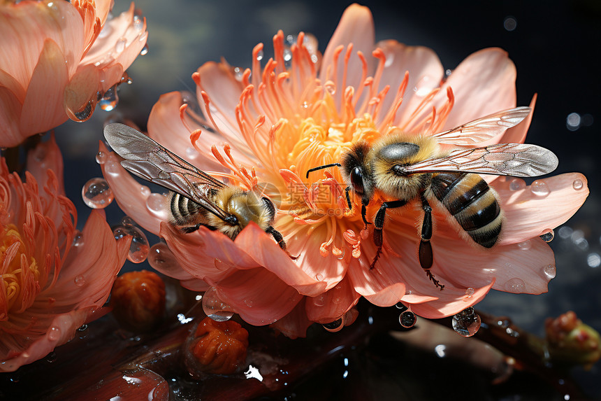 大自然的蜜蜂和鲜花图片