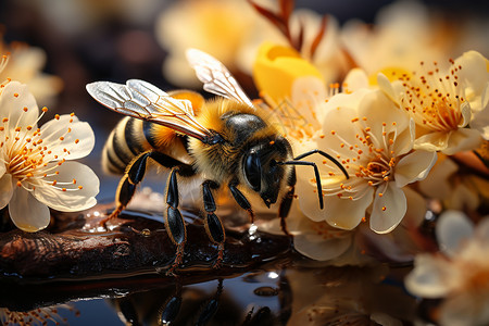 户外采蜜的蜜蜂图片