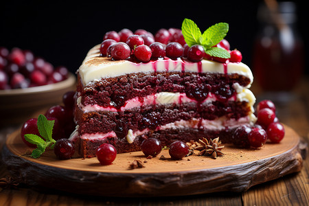 美味水果红丝绒蛋糕图片