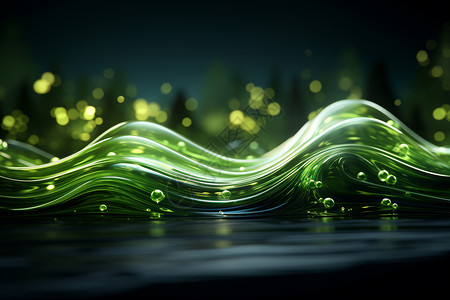 绿光波动的浪花背景图片