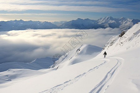 独自滑雪的人图片
